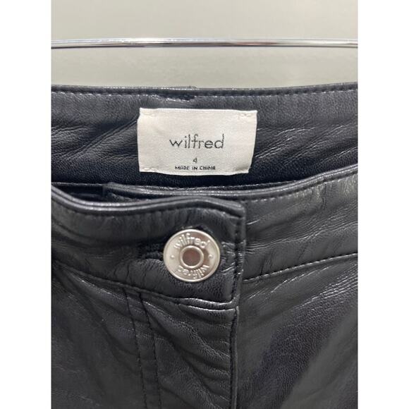 Aritzia Wilfred Melina Vegan Leather Black Straight Leg Pants Sz 4 - Picture 4 of 9